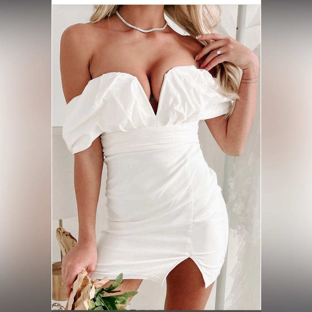 Nanamac’s ivory mini dress. Worn once for engagement pictures.